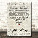 Take That Eight Letters Script Heart Decorative Wall Art Gift Song Lyric Print