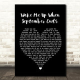 Green Day Wake Me Up When September Ends Black Heart Song Lyric Quote Print