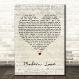 David Bowie Modern Love Script Heart Decorative Wall Art Gift Song Lyric Print