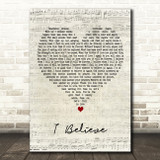 Stevie Wonder I Believe Script Heart Decorative Wall Art Gift Song Lyric Print