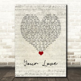 The Outfield Your Love Script Heart Decorative Wall Art Gift Song Lyric Print