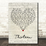 Elliott Smith Thirteen Script Heart Decorative Wall Art Gift Song Lyric Print