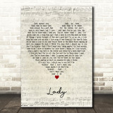 Little River Band Lady Script Heart Decorative Wall Art Gift Song Lyric Print