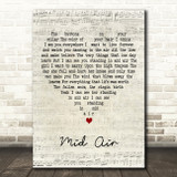 Paul Buchanan Mid Air Script Heart Decorative Wall Art Gift Song Lyric Print
