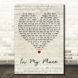 Coldplay In My Place Script Heart Decorative Wall Art Gift Song Lyric Print