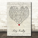 Lloyd Cole Hey Rusty Script Heart Decorative Wall Art Gift Song Lyric Print