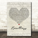 The Weeknd Heartless Script Heart Decorative Wall Art Gift Song Lyric Print