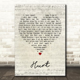 Nine Inch Nails Hurt Script Heart Decorative Wall Art Gift Song Lyric Print