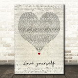 Phora Love Yourself Script Heart Decorative Wall Art Gift Song Lyric Print