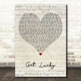 Daft Punk Get Lucky Script Heart Decorative Wall Art Gift Song Lyric Print