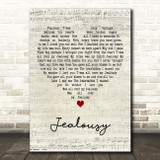 Billy Fury Jealousy Script Heart Decorative Wall Art Gift Song Lyric Print