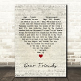 Elbow Dear Friends Script Heart Decorative Wall Art Gift Song Lyric Print