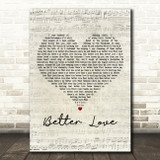 Hozier Better Love Script Heart Decorative Wall Art Gift Song Lyric Print