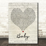 Justin Bieber Baby Script Heart Decorative Wall Art Gift Song Lyric Print