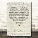 All 4 One I Swear Script Heart Decorative Wall Art Gift Song Lyric Print