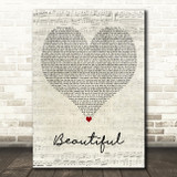 Eminem Beautiful Script Heart Decorative Wall Art Gift Song Lyric Print