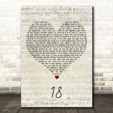 One Direction 18 Script Heart Decorative Wall Art Gift Song Lyric Print