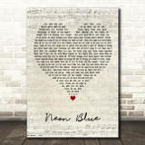 Steps Neon Blue Script Heart Decorative Wall Art Gift Song Lyric Print