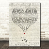 Rick Astley Try Script Heart Decorative Wall Art Gift Song Lyric Print