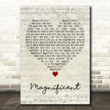 U2 Magnificent Script Heart Decorative Wall Art Gift Song Lyric Print
