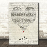 The Kinks Lola Script Heart Decorative Wall Art Gift Song Lyric Print