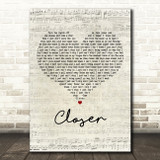 Ne-Yo Closer Script Heart Decorative Wall Art Gift Song Lyric Print