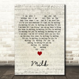Garbage Milk Script Heart Decorative Wall Art Gift Song Lyric Print