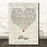 Muse Bliss Script Heart Decorative Wall Art Gift Song Lyric Print