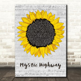 John Fogerty Mystic Highway Grey Script Sunflower Decorative Wall Art Gift Song Lyric Print