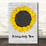 Kenny Chesney Knowing You Grey Script Sunflower Decorative Wall Art Gift Song Lyric Print