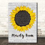 Arctic Monkeys Mardy Bum Grey Script Sunflower Decorative Wall Art Gift Song Lyric Print