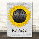 Ella Fitzgerald At Last Grey Script Sunflower Decorative Wall Art Gift Song Lyric Print