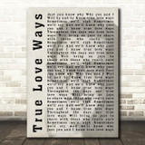 BUDDY HOLLY TRUE LOVE WAYS Shadow Decorative Wall Art Gift Song Lyric Print