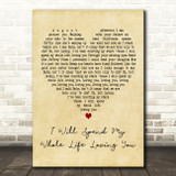 Kina Grannis Featuring Imaginary Future I Will Spend My Whole Life Loving You Vintage Heart Wall Art Song Lyric Print