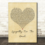The Rolling Stones Sympathy For The Devil Vintage Heart Decorative Wall Art Gift Song Lyric Print