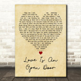 Kristen Bell & Santino Fontana Love Is An Open Door Vintage Heart Wall Art Gift Song Lyric Print