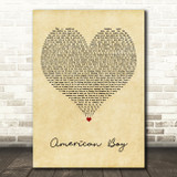 Estelle (feat. Kanye West) American Boy Vintage Heart Decorative Wall Art Gift Song Lyric Print
