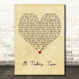 Marvin Gaye and Kim Weston It Takes Two Vintage Heart Decorative Wall Art Gift Song Lyric Print