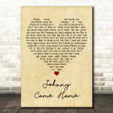 Fine Young Cannibals Johnny Come Home Vintage Heart Decorative Wall Art Gift Song Lyric Print