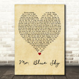 Electric Light Orchestra Mr. Blue Sky Vintage Heart Decorative Wall Art Gift Song Lyric Print