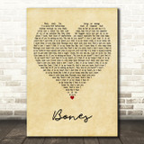 Galantis Featuring OneRepublic Bones Vintage Heart Decorative Wall Art Gift Song Lyric Print