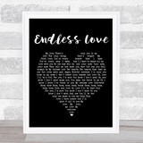 Lionel Richie & Mariah Carey Endless Love Black Heart Song Lyric Quote Print
