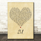 David Guetta feat. Justin Bieber 2U Vintage Heart Decorative Wall Art Gift Song Lyric Print