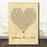 The Royston Club Believe It or Not Vintage Heart Decorative Wall Art Gift Song Lyric Print