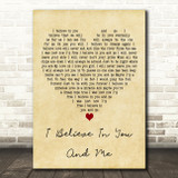 Four Tops I Believe In You And Me Vintage Heart Decorative Wall Art Gift Song Lyric Print