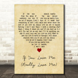 Brenda Lee If You Love Me (Really Love Me) Vintage Heart Decorative Gift Song Lyric Print