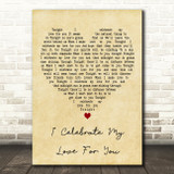 Roberta Flack And Peado Bryson I Celebrate My Love For You Vintage Heart Song Lyric Print