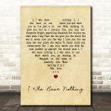 Shirley Bassey I Who Have Nothing Vintage Heart Decorative Wall Art Gift Song Lyric Print