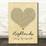 Hillsong United Highlands (Song Of Ascent) Vintage Heart Decorative Gift Song Lyric Print