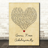 X-Ray Spex Germ Free Adolescents Vintage Heart Decorative Wall Art Gift Song Lyric Print